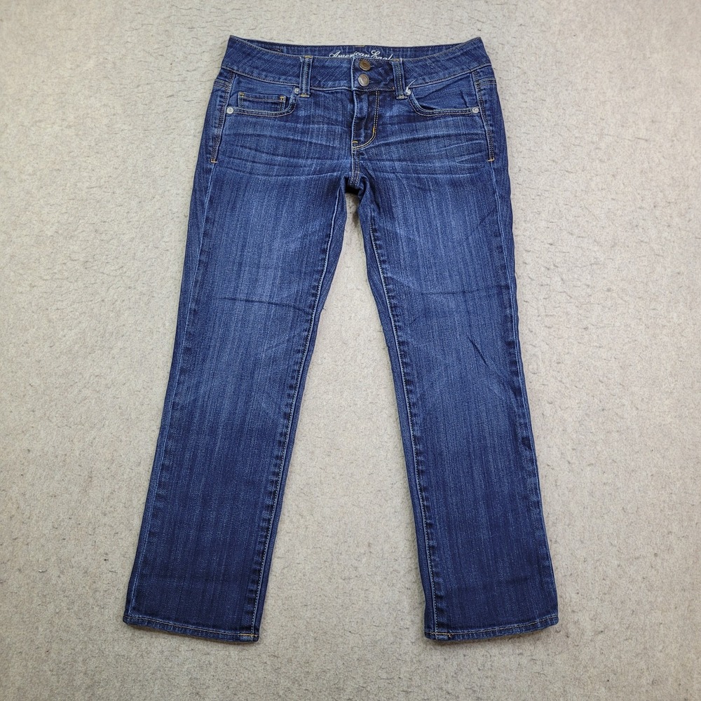 American Eagle Artist Jeans Womens 2 Reg Blue Dark Wash Stretch Crop 28x24